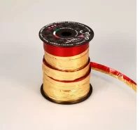 Лента Полисилк 12,5см*50м Красный/Золото Италия Красный - фото