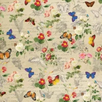 Бумага 1*70 Дизайнерск. бумага "Бабочки Ретро" 78г/м2 1ШТ GPBUTT  - фото