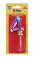 Свеча для торта Волшебный градиент Цифра 4, арт. С-4089 Разноцветный - фото