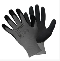 Перчатки полиэстер, вспененное латексное покрытие "Комфорт: ГРАФИТ" 9(L) PR-LV121 Графитовый - фото