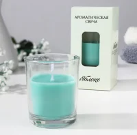 Свеча ароматическая в стакане "Нюд", 5х6 см, яблоко, 7779525 Салатовый - фото