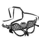 Карнавальная маска Сердце из полиэстера, с атл.лентой д/крепл.на голове/15,5*9*7,5см, арт75251,75248 Черный - фото