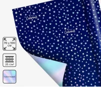 Пленка упаковочная голография "Ярких Событий!", 100 х 70 см, 4275563 Синий - фото