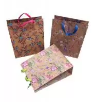 Пакет подарочный бумажный с ручками 32*26*12 Крафт, арт. L421,L421-1, L426  цветы  - фото