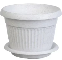 Кашпо ЛИВИЯ D240мм 4,6л с поддоном Мраморный, арт. М 3020 Мраморный - фото