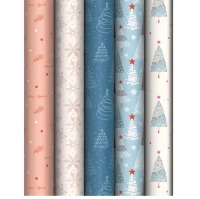 Бумага упаковочная глянцевая «Cristmas time», 70*100 см, 80г/м2, ассорти, 5 дизайнов, MESHU Разноцветный - фото