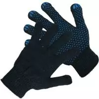 Перчатки х/б черные Р с ПВХ Профи "Квадрат" 1/10 (20) (арт 27020,27026)  - фото