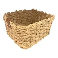 Интерьерная корзина д/хранения с ручками, джут, 18х18х8 см, ES137-146 M Коричневый - фото