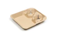 Поднос картонный с 2-мя подстаканниками 225*225*40мм 1/160 Коричневый - фото