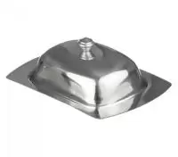 Масленка 19*12,7*6,5см нерж крышка купол, арт. 0089 Серый - фото