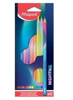 Цветные карандаши NIGHTFALL декорир., деревянные, 12 цветов, в карт коробке с подвесом, арт. 831700 Разноцветный - фото