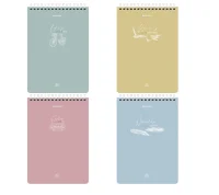 Блокнот А5 146х206мм, 60л, гребень, картон, клетка, BRAUBERG, Pastel, 114362 Микс - фото