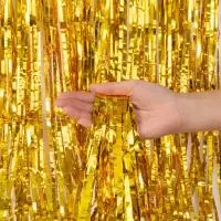 Занавес Дождик Золото, Металлик, 100*300 см, 1 шт. Золотой - фото