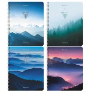 Тетрадь А5 96л. BRAUBERG гребень, клетка, обложка картон, Безмятежность (микс в спайке), 404423 Микс - фото