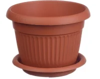 Кашпо ЛИВИЯ D200мм 2,8л с поддоном Терракотовый, арт. М 3019 Терракотовый - фото
