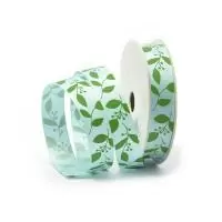 Лента репсовая с рисунком голубая  - фото