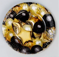Тарелка  бумажная "Черное золото", шары, набор 6 шт. 9500605 (125) Страна Карнавалия  - фото