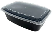 Комплект: Контейнер прямоуг.черный + крышка 1000мл (150) арт.1266Ч Черный - фото
