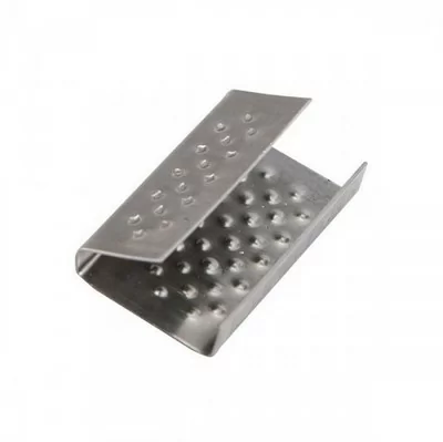 Зажим металлический (скрепа) (скоба для ленты ПП) 12-13мм 1/1000 для полипропиленовой стяжной ленты  - фото