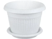 Кашпо ЛИВИЯ D360мм 16л с поддоном Мраморный, арт. М 3026 Мраморный - фото