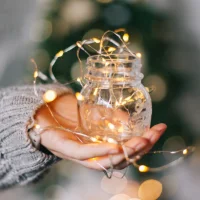 Гирлянда «Нить» 1 м роса, IP20, 10 LED, 3 режима, батарейка AG13х3 (в комплекте), теплый белый  - фото