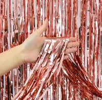 Занавес Дождик Розовое Золото, Металлик, 100*200 см, 1 шт. Золотой - фото