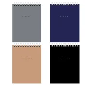 Блокнот МАЛЫЙ ФОРМАТ А6 108х145мм, 40л, гребень, картон, клетка, BRAUBERG Minimal Classiс, 116428  - фото