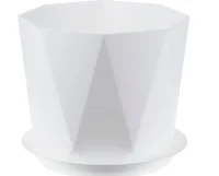 Кашпо ПРИЗМА D220мм 4,7л с поддоном Белый, арт. М 3139 Белый - фото