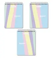 Блокнот МАЛЫЙ ФОРМАТ А6 108х145мм, 60л, гребень, картон, клетка, кросс-серия PASTEL, BRAUBERG,117033 Микс - фото