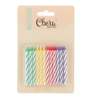 Свечи Яркие полоски, Ассорти, 6 см, 24 шт. с держат. 132460  - фото