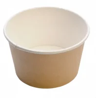 Комплект Чаша бум.330мл.крафт д/мор,суп1/25 + Крышка д/стакана д/супа картон белая d115 1/25 Красный - фото