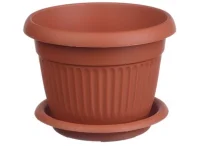 Кашпо ЛИВИЯ D160мм 1,4л с поддоном Терракотовый, арт. М 3010 Терракотовый - фото