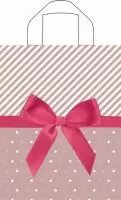 Сумка-пакет 35*28 петлевая ручка Атласный бантик 1/50 Розовый - фото