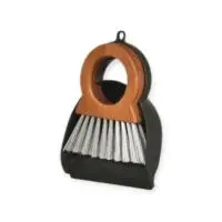 Пластиковый совок и щетка-сметка с бамбук. ручкой 19,5*14,5*3 см, ES202503-9 (черн/темн. дерево) Черный - фото