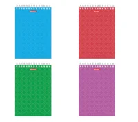Блокнот А5 146х205мм, 60л, гребень, картон, подложка, клетка, BRAUBERG, Классика, 129812 Микс - фото