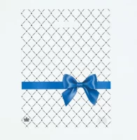 Сумка-пакет 40*31 с прорубной ручкой, ламинированный. Синий бантик Белый - фото