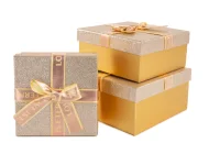 Коробка Роскошный подарок, Розовое Золото, 19*19*9,8 см, 1 шт Золотой - фото