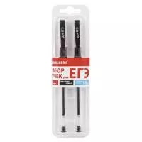 Ручки гелевые "ДЛЯ ЕГЭ" 142708 с грипом, ЧЕРНЫЕ, НАБОР 2 шт., BRAUBERG, узел 0,7 мм, линия письма 0,4 мм, блистер Черный - фото