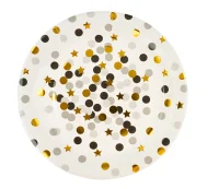 Тарелки (7''/18 см) Конфетти, Стильное ассорти, Металлик, 6 шт.  - фото