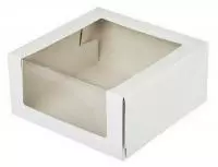 ТЦ10штКоробка д/тортов с окном и крышкой OSQ ForG SHELF WW 225*225*110 A белая Белый - фото