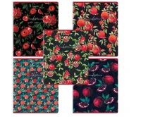 Тетрадь А5 48л. BRAUBERG скоба, клетка, матовая ламинация, выб. лак, Гранаты (микс в спайке), 404376 Микс - фото