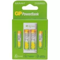 Зарядное устройство USB GP E211210/80-2CRB4,2сл. АА/ААА в компл.:2*АА 2100мАч,2*ААА 800мАч(12)  - фото