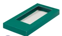 Коробка для шоколадной плитки с окном 160*80*17 мм зеленая 1шт, арт. 060709 Зеленый - фото