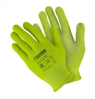 Перчатки полиэстер, ПВХ-точка «МИКРОТОЧКА» для садовых работ 9(L) PR-PVC523  - фото