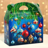 Новог.коробка "Баул "Новогодние игрушки" до 1500 гр Разноцветный - фото