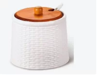 Сахарница фарфоровая с ложкой Factura, арт. АТ-К852 ATMOSPHERE Белый - фото