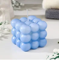 Свеча шары в кубе 6 см ГОЛУБОЙ, арт. 84343827 Голубой - фото