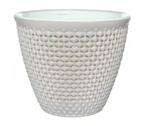 Кашпо "Ротанг" (1,6л.) Цв. Белый/Белый, (Арт. КШ-6467) Белый - фото