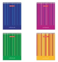 Блокнот МАЛЫЙ ФОРМАТ (97х145 мм) А6, 40 л., гребень, картон, клетка, BRAUBERG, "Полоски", 129822 Микс - фото