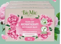 BioMio. Натуральное мыло. Пион и эфирное масло пальмарозы, 90г, арт. 520.04401.01 Розовый - фото